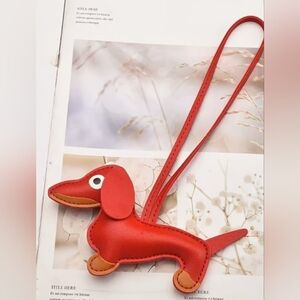 Dachshund Dog Bag Charm- Red with Tan accents